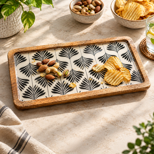 Black Leaf Rectangular Platter