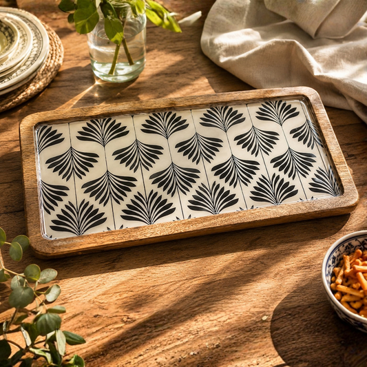 Black Leaf Rectangular Platter