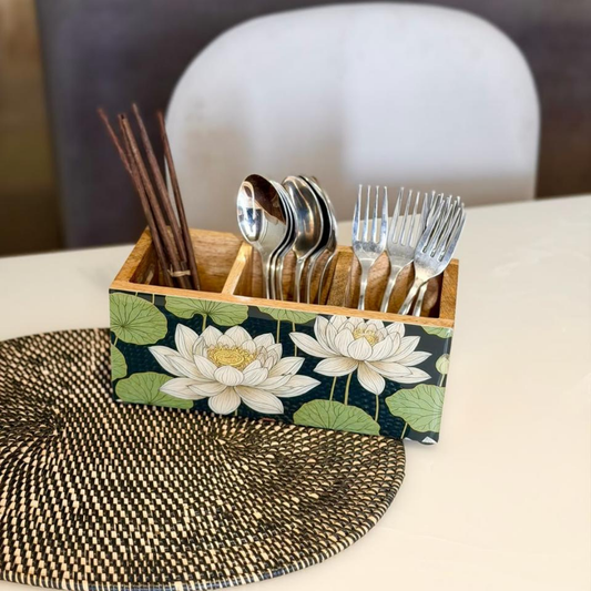 White Lotus Cutlery Holder