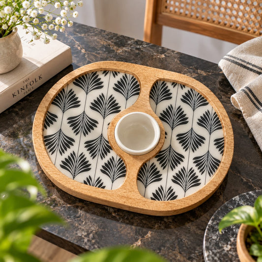 Black Paisley Two in One Platter with Bowl